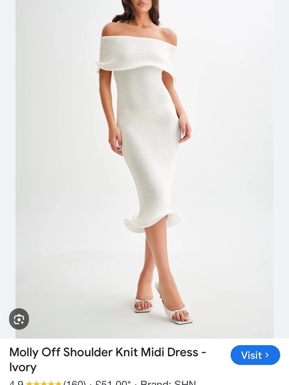 Meshki White Molly Off Shoulder Knit Midi - Picture 5 of 5